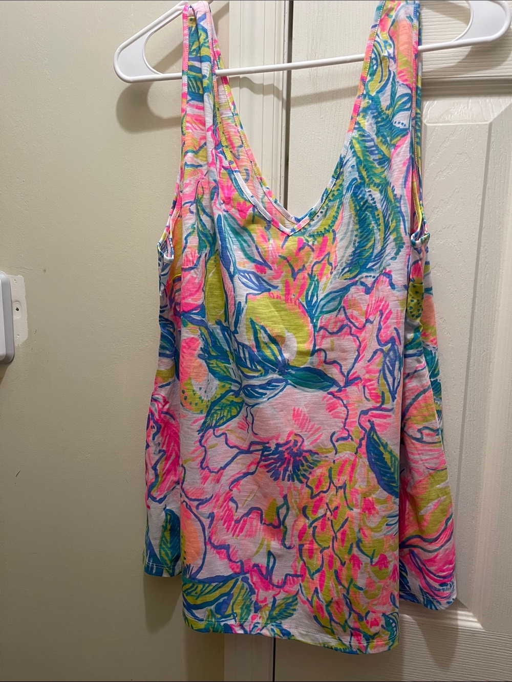 Lilly Pulitzer Multicolor Floral Gigi Scoop Tank - Pink, Blue, Lime